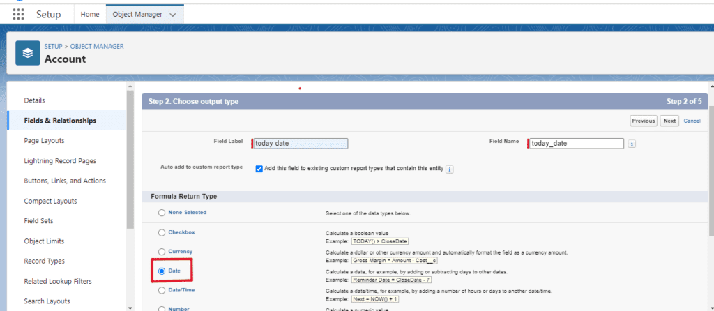 How to get Today Date in Salesforce Formula