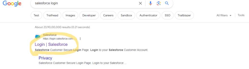 Navigation to Salesforce Setup