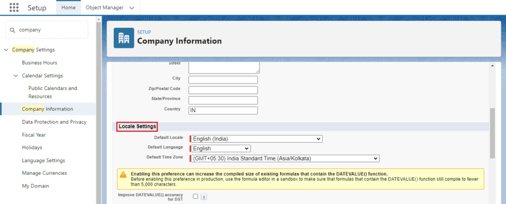 What is Company Information in Salesforce