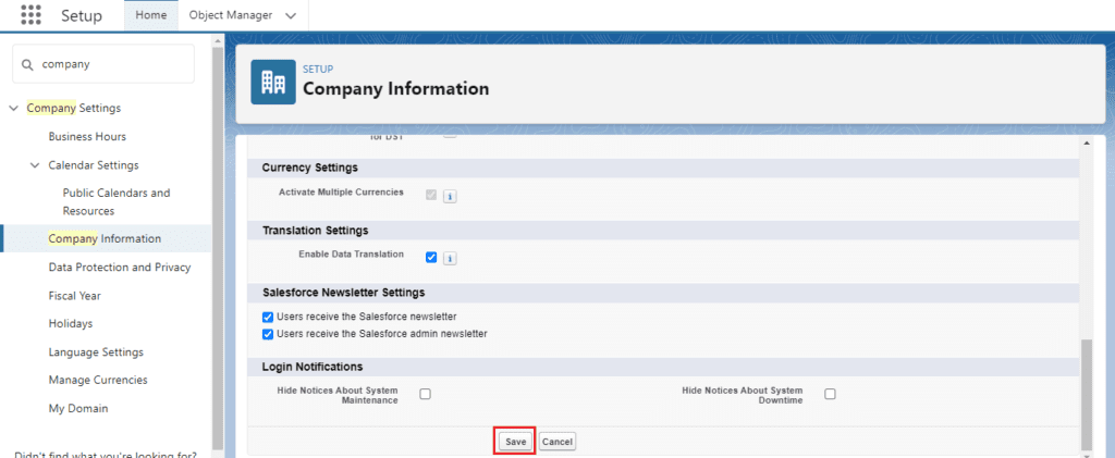 What is Company Information in Salesforce