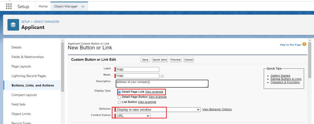 What is Custom Links in Salesforce