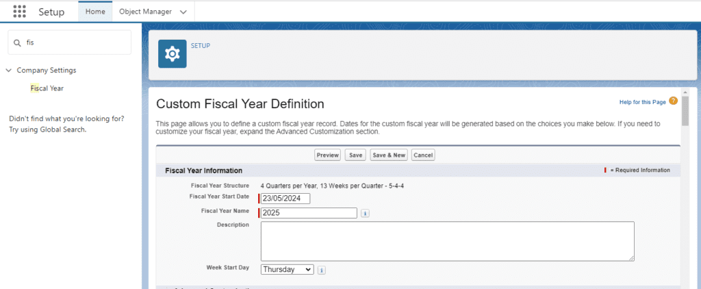 What is Fiscal Year in Salesforce