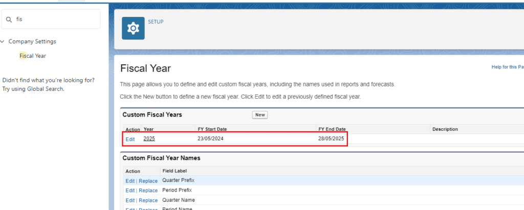 What is Fiscal Year in Salesforce