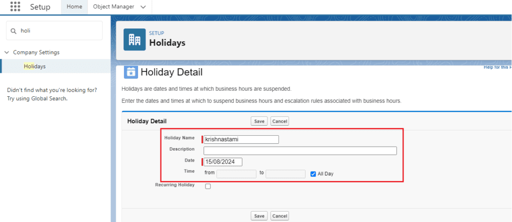 How to Setup Holidays in Salesforce