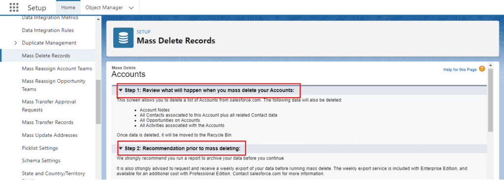 How Mass Delete Records