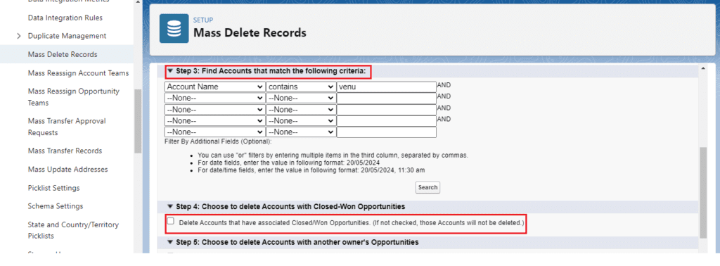 How Mass Delete Records