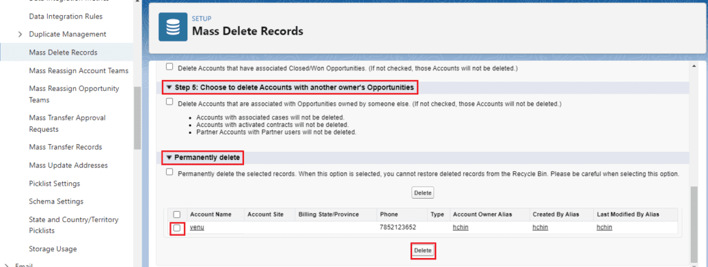 How Mass Delete Records