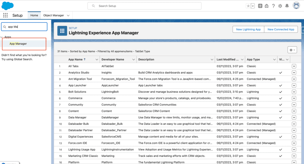 What is App Manager in Salesforce