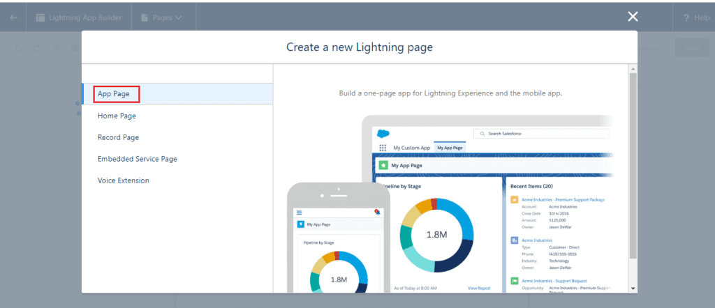 What is App Page in Lightning App Builder