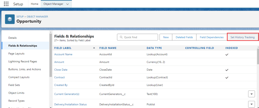 What is Field Tracking History in Salesforce