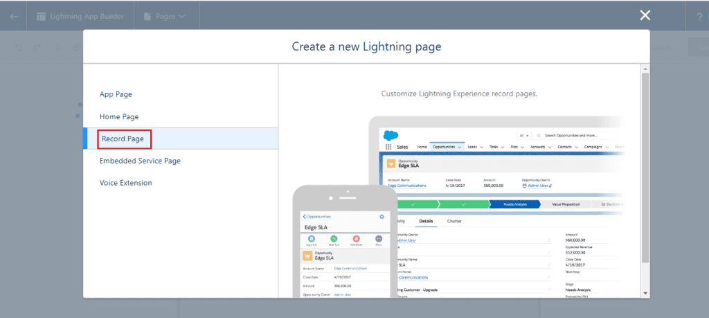 What is Record Page in Lightning App Builder