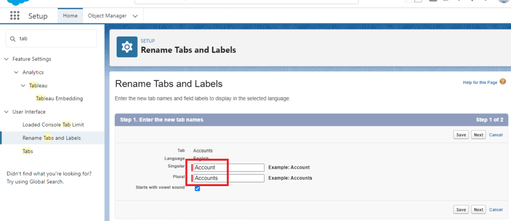 How to Rename Tabs in Salesforce