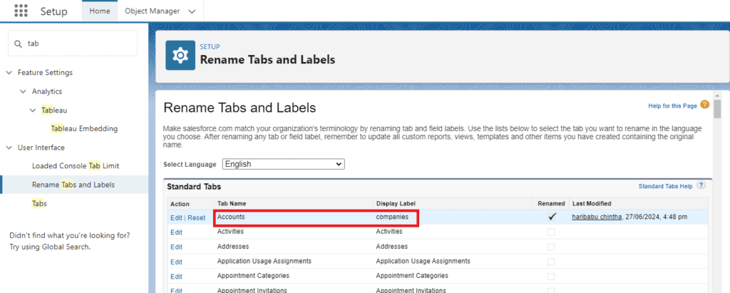 How to Rename Tabs in Salesforce